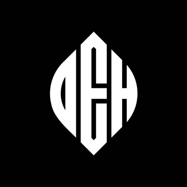 Çember Elips Şekilli Deh Daire Harf Logosu Tasarımı Tipografik Biçimli — Stok Vektör