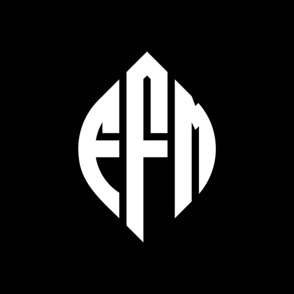Logo Litery Ffm Okręgiem Elipsą Litery Eliptyczne Ffm Stylem Typograficznym — Wektor stockowy