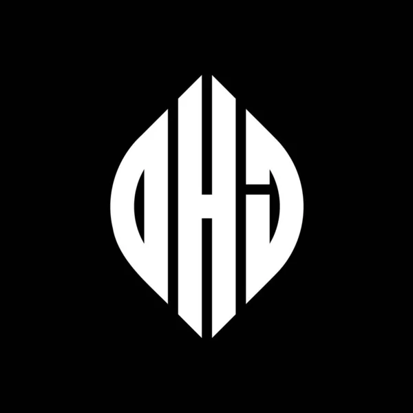 Dhj Дизайн Логотипу Літер Круговою Еліптичною Формою Dhj Еліпси Типографічним — стоковий вектор