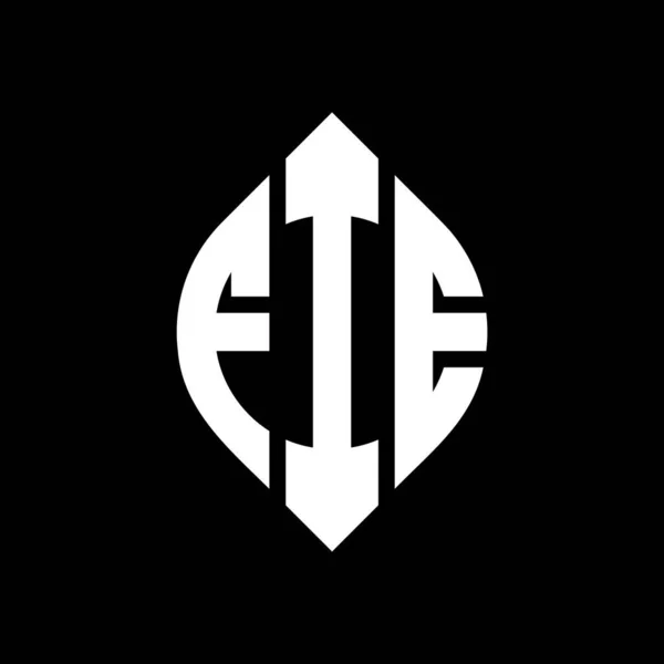 円と楕円形をしたFieサークルレターロゴデザイン タイポグラフィックスタイルのFiie楕円文字 3つのイニシャルはサークルロゴを形成します Fiie Circle Emblem概要 Monogram Letter Mark Vector — ストックベクタ