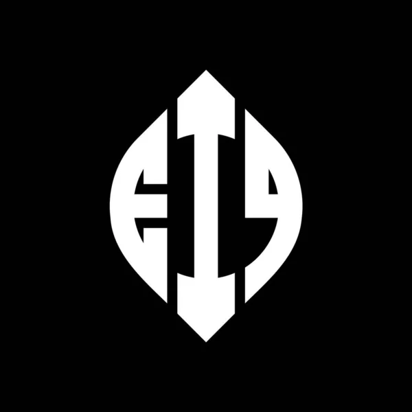 Eiq Κύκλος Γράμμα Σχέδιο Λογότυπο Κύκλο Και Σχήμα Έλλειψης Eiq — Διανυσματικό Αρχείο
