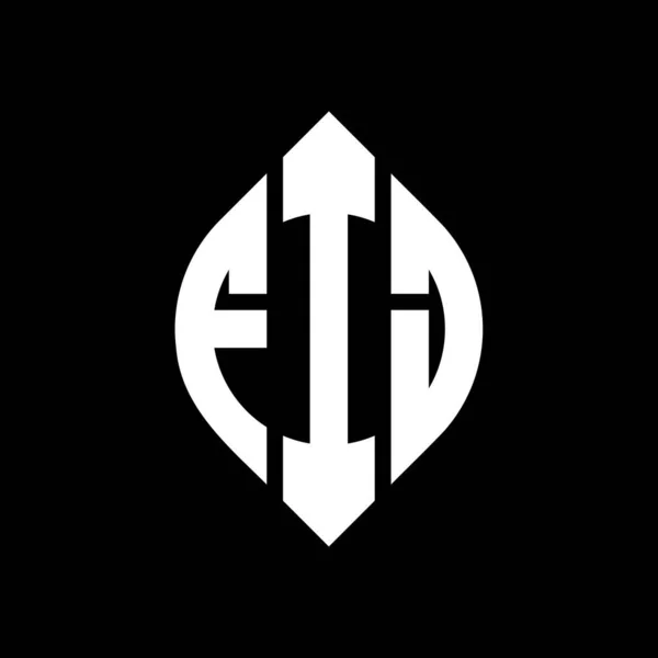 Дизайн Логотипа Круга Fij Кружком Эллипсом Буквы Эллипса Fij Типографским — стоковый вектор
