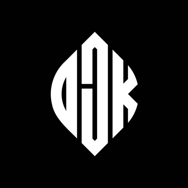 Daire Elips Şekilli Djk Daire Harf Logosu Tasarımı Tipografik Biçimli — Stok Vektör