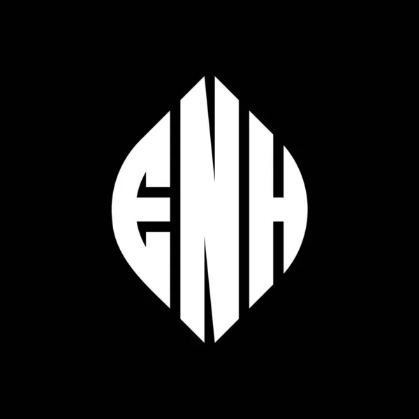 Enh Letter Logo Design Circle Ellipse Shape Буквы Enh Типографским — стоковый вектор