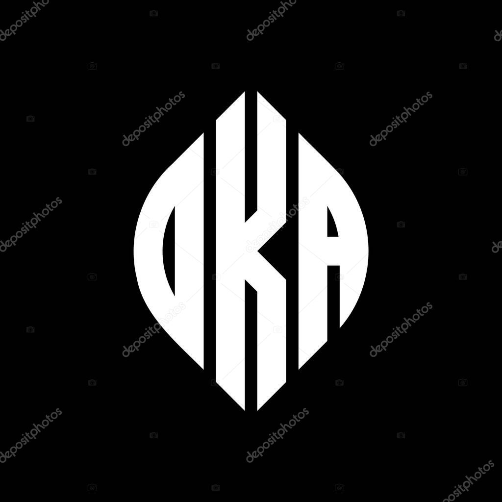 DKA circle letter logo design with circle and ellipse shape. DKA ellipse letters with typographic style. The three initials form a circle logo. DKA Circle Emblem Abstract Monogram Letter Mark Vector.