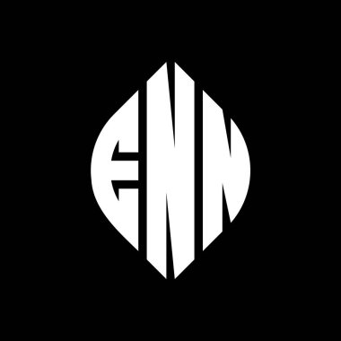 Çember ve elips şekilli ENN daire harf logosu tasarımı. ENN elips harfleri tipografik tarzda. Üç baş harf daire şeklinde bir logo oluşturuyor. ENN Çember Amblemi Soyut Monogram Harf İşaretleme Vektörü.