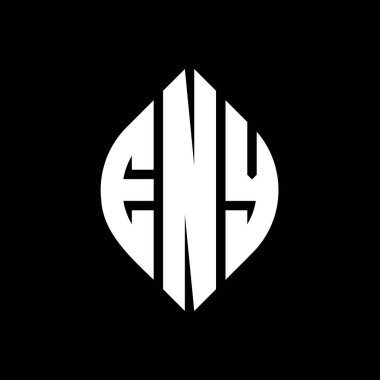 Çember ve elips şekilli ENY daire harf logosu tasarımı. Tipografik şekilli ENY elips harfleri. Üç baş harf daire şeklinde bir logo oluşturuyor. ENY Çember Amblemi Soyut Monogram Harf İşaretleme Vektörü.