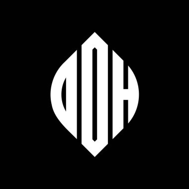 Çember ve elips şekilli DOH yuvarlak harf logosu tasarımı. DOH elips harfleri tipografik tarzda. Üç baş harf daire şeklinde bir logo oluşturuyor. DOH Çemberi Amblemi Soyut Monogram Harf İşaretleme Vektörü.