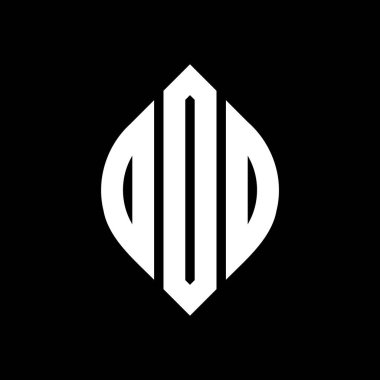 Çember ve elips şekilli DOO yuvarlak harf logosu tasarımı. DOO elips harfleri tipografik tarzda. Üç baş harf daire şeklinde bir logo oluşturuyor. DOO Çemberi Amblemi Soyut Monogram Harf İşaretleme Vektörü.