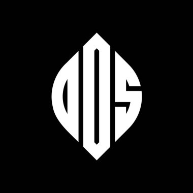 Çember ve elips şekilli DOS daire harf logosu tasarımı. Tipografik tarzda DOS elips harfleri. Üç baş harf daire şeklinde bir logo oluşturuyor. DOS Çemberi Amblemi Soyut Monogram Harf İşaretleme Vektörü.