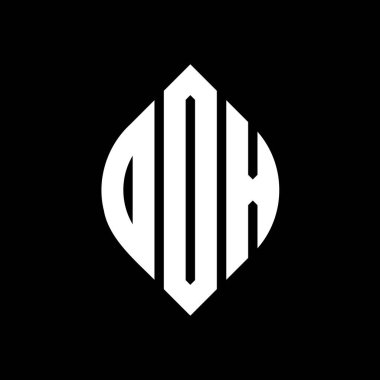 Çember ve elips şekilli DOX daire harf logosu tasarımı. DOX elips harfleri tipografik tarzda. Üç baş harf daire şeklinde bir logo oluşturuyor. DOX Çemberi Amblemi Soyut Monogram Harf İşaretleme Vektörü.