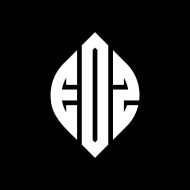 Çember ve elips şekilli EOZ daire harf logosu tasarımı. Tipografik biçimli EOZ elips harfleri. Üç baş harf daire şeklinde bir logo oluşturuyor. EOZ Çember Amblemi Soyut Monogram Harf İşaretleyici Vektörü.