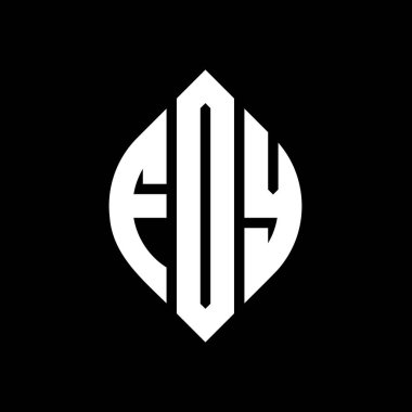 Çember ve elips şekilli FOY daire harf logosu tasarımı. Tipografik biçimli FOY elips harfleri. Üç baş harf daire şeklinde bir logo oluşturuyor. FOY Çember Amblemi Soyut Monogram Harf İşaretleme Vektörü.