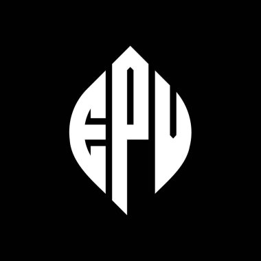 Çember ve elips şekilli EPV daire harf logosu tasarımı. Tipografik biçimli EPV elips harfleri. Üç baş harf daire şeklinde bir logo oluşturuyor. EPV Çember Amblemi Soyut Monogram Harf İşaretleyici Vektörü.