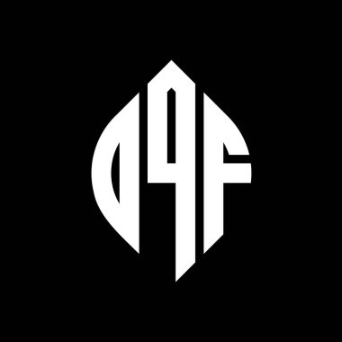 Daire ve elips şekilli DQF daire harf logosu tasarımı. Tipografik biçimli DQF elips harfleri. Üç baş harf daire şeklinde bir logo oluşturuyor. DQF Çember Amblemi Soyut Monogram Harf İşaretleyici Vektörü.