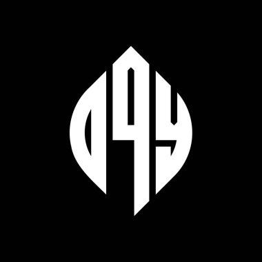 Daire ve elips şekilli DQY daire harf logosu tasarımı. Tipografik biçimli DQY elips harfleri. Üç baş harf daire şeklinde bir logo oluşturuyor. DQY Çember Amblemi Soyut Monogram Harf İşaretleyici Vektörü.