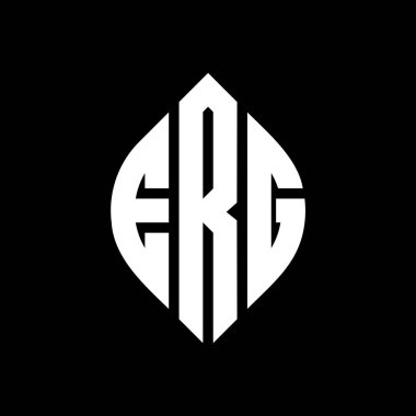 Çember ve elips şekilli ERG daire harf logosu tasarımı. Typographic tarzında ERG elips harfleri. Üç baş harf daire şeklinde bir logo oluşturuyor. ERG Çember Amblemi Soyut Monogram Harf İşaretleyici Vektörü.