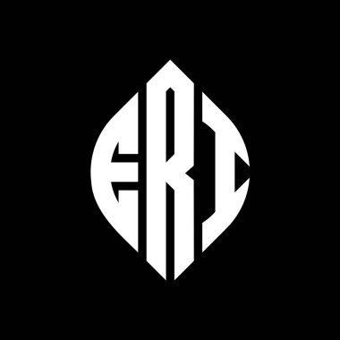 Çember ve elips şekilli ERI daire harf logosu tasarımı. ERI elips harfleri tipografik tarzda. Üç baş harf daire şeklinde bir logo oluşturuyor. ERI Çemberi Amblemi Soyut Monogram Harf İşaretleme Vektörü.