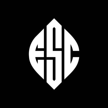 Çember ve elips şekilli ESC daire harf logosu tasarımı. Baskı biçiminde ESC elips harfleri. Üç baş harf daire şeklinde bir logo oluşturuyor. ESC Çember Amblemi Soyut Monogram Harf İşaretleme Vektörü.