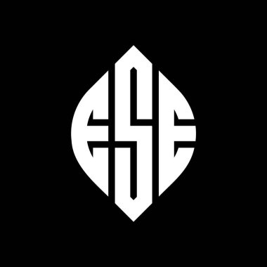 Çember ve elips şekilli ESE daire harf logosu tasarımı. Baskı biçiminde ESE elips harfleri. Üç baş harf daire şeklinde bir logo oluşturuyor. ESE Çember Amblemi Soyut Monogram Harf İşaretleme Vektörü.
