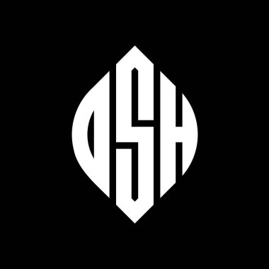 Daire ve elips şekilli DSH daire harf logosu tasarımı. Tipografik biçimli DSH elips harfleri. Üç baş harf daire şeklinde bir logo oluşturuyor. DSH Çember Amblemi Soyut Monogram Harf İşaretleyici Vektörü.