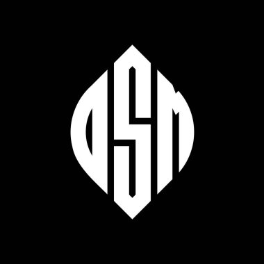 Daire ve elips şekilli DSM daire harf logosu tasarımı. Tipografik biçimli DSM elips harfleri. Üç baş harf daire şeklinde bir logo oluşturuyor. DSM Çember Amblemi Soyut Monogram Harf İşaretleyici Vektörü.