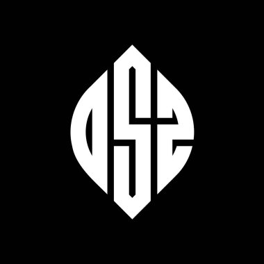 Daire ve elips şekilli DSZ daire harf logosu tasarımı. Tipografik biçimli DSZ elips harfleri. Üç baş harf daire şeklinde bir logo oluşturuyor. DSZ Çember Amblemi Soyut Monogram Harf İşaretleyici Vektörü.