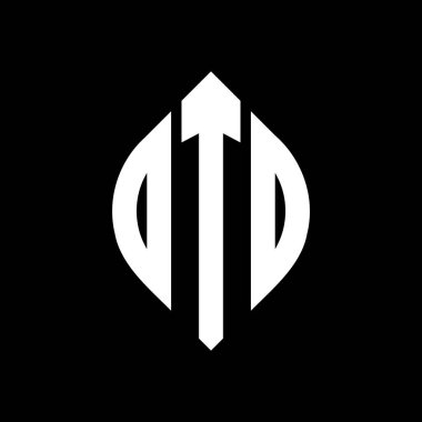 Daire ve elips şekilli harf logosu tasarımı. Tipografik tarzda DTO elips harfleri. Üç baş harf daire şeklinde bir logo oluşturuyor. DTO Çember Amblemi Soyut Monogram Harf İşaretleme Vektörü.