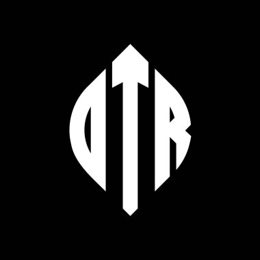 Daire ve elips şekilli DTR daire harf logosu tasarımı. Tipografik biçimli DTR elips harfleri. Üç baş harf daire şeklinde bir logo oluşturuyor. DTR Çember Amblemi Soyut Monogram Harf İşaretleyici Vektörü.