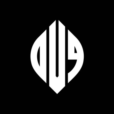 Daire ve elips şekilli DVQ daire harf logosu tasarımı. Tipografik biçimli DVQ elips harfleri. Üç baş harf daire şeklinde bir logo oluşturuyor. DVQ Çemberi Amblemi Soyut Monogram Harf İşaretleyici Vektörü.