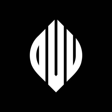 Daire ve elips şekilli DVU daire harf logosu tasarımı. Tipografik biçimli DVU elips harfleri. Üç baş harf daire şeklinde bir logo oluşturuyor. DVU Çember Amblemi Soyut Monogram Harf İşaretleyici Vektörü.