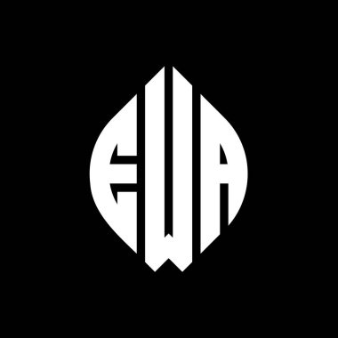 Çember ve elips şekilli EWA daire harf logosu tasarımı. EWA elips harfleri tipografik tarzda. Üç baş harf daire şeklinde bir logo oluşturuyor. EWA Çember Amblemi Soyut Monogram Harf İşaretleyici Vektörü.