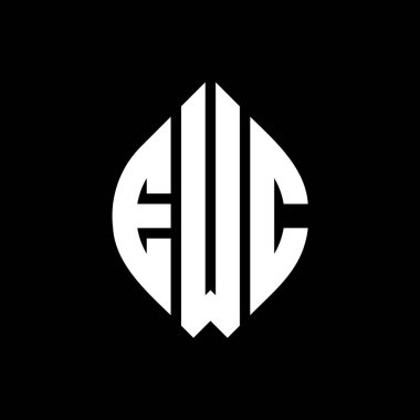 Çember ve elips şekilli EWC daire harf logosu tasarımı. EWC elips harfleri tipografik tarzda. Üç baş harf daire şeklinde bir logo oluşturuyor. EWC Çember Amblemi Soyut Monogram Harf İşaretleyici Vektörü.