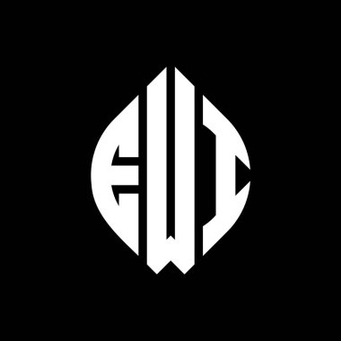 Çember ve elips şekilli EWI daire harf logosu tasarımı. EWI elips harfleri tipografik tarzda. Üç baş harf daire şeklinde bir logo oluşturuyor. EWI Çemberi Amblemi Soyut Monogram Harf İşaretleyici Vektörü.