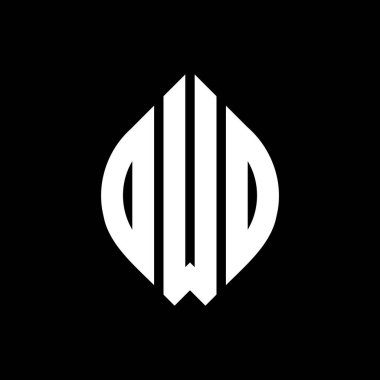 Daire ve elips şekilli DWO daire harf logosu tasarımı. DWO elips harfleri tipografik tarzda. Üç baş harf daire şeklinde bir logo oluşturuyor. DWO Çember Amblemi Soyut Monogram Harf İşaretleyici Vektörü.