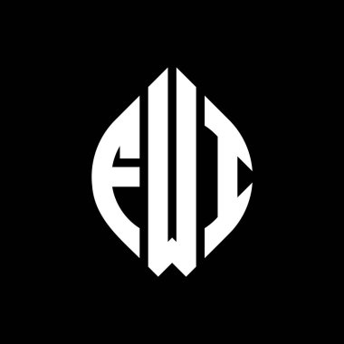 Çember ve elips şekilli FWI daire harf logosu tasarımı. FWI elips harfleri tipografik tarzda. Üç baş harf daire şeklinde bir logo oluşturuyor. FWI Çember Amblemi Soyut Monogram Harf İşaretleyici Vektörü.