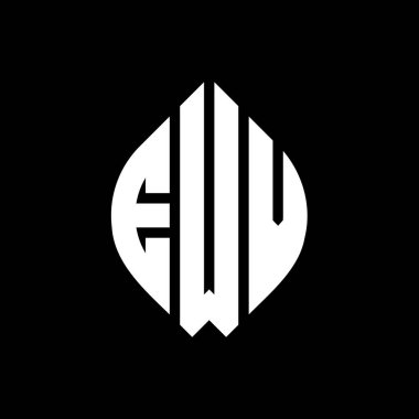 Çember ve elips şekilli EWV daire harf logosu tasarımı. EWV elips harfleri tipografik tarzda. Üç baş harf daire şeklinde bir logo oluşturuyor. EWV Çember Amblemi Soyut Monogram Harf İşaretleyici Vektörü.