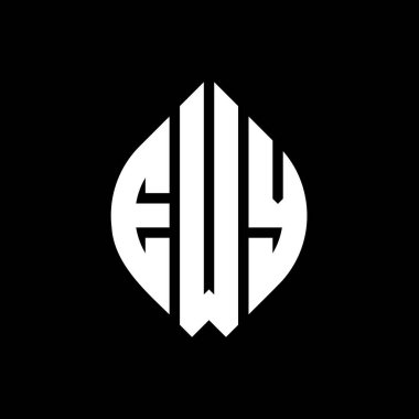 Çember ve elips şekilli EWY daire harf logosu tasarımı. Tipografik biçimli EWY elips harfleri. Üç baş harf daire şeklinde bir logo oluşturuyor. EWY Çemberi Amblemi Soyut Monogram Harf İşaretleyici Vektörü.