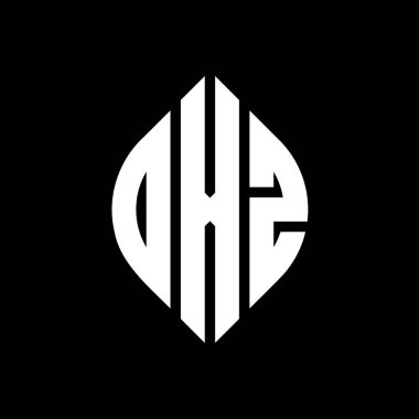 Daire ve elips şekilli DXZ daire harf logosu tasarımı. Tipografik biçimli DXZ elips harfleri. Üç baş harf daire şeklinde bir logo oluşturuyor. DXZ Çember Amblemi Soyut Monogram Harf İşaretleyici Vektörü.