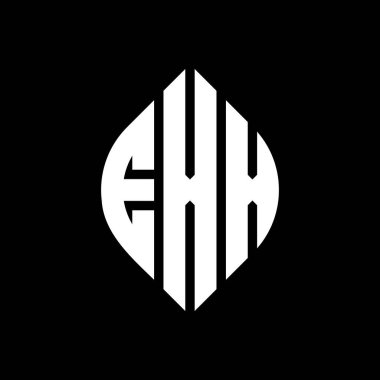 Dairesel ve elips şekilli EXX daire harf logosu tasarımı. Baskı biçiminde EXX elips harfleri. Üç baş harf daire şeklinde bir logo oluşturuyor. EXX Çember Amblemi Soyut Monogram Harf İşaretleme Vektörü.