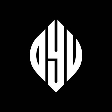 Daire ve elips şekilli Dyu daire harf logosu tasarımı. Dyu elips harfleri tipografik tarzda. Üç baş harf daire şeklinde bir logo oluşturuyor. DYU Çember Amblemi Soyut Monogram Harf İşaretleyici Vektörü.