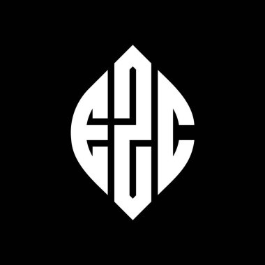 Çember ve elips şekilli EZC daire harf logosu tasarımı. Tipografik biçimli EZC elips harfleri. Üç baş harf daire şeklinde bir logo oluşturuyor. EZC Çember Amblemi Soyut Monogram Harf İşaretleyici Vektörü.