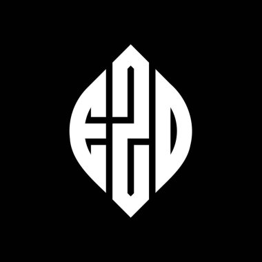 Çember ve elips şekilli EZD daire harf logosu tasarımı. Typographic tarzında EZD elips harfleri. Üç baş harf daire şeklinde bir logo oluşturuyor. EZD Çember Amblemi Soyut Monogram Harf İşaretleyici Vektörü.