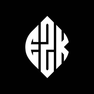 Çember ve elips şekilli EZK daire harf logosu tasarımı. Tipografik biçimli EZK elips harfleri. Üç baş harf daire şeklinde bir logo oluşturuyor. EZK Çember Amblemi Soyut Monogram Harf İşaretleyici Vektörü.