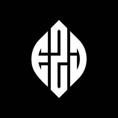 Çember ve elips şekilli EZJ daire harf logosu tasarımı. Typographic tarzında EZJ elips harfleri. Üç baş harf daire şeklinde bir logo oluşturuyor. EZJ Çember Amblemi Soyut Monogram Harf İşaretleyici Vektörü.