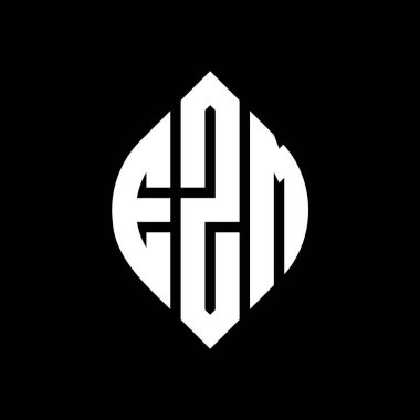 Çember ve elips şekilli EZM daire harf logosu tasarımı. Typographic tarzında EZM elips harfleri. Üç baş harf daire şeklinde bir logo oluşturuyor. EZM Çember Amblemi Soyut Monogram Harf İşaretleyici Vektörü.