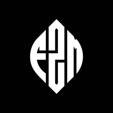 Çember ve elips şekilli FZM daire harf logosu tasarımı. Tipografik biçimli FZM elips harfleri. Üç baş harf daire şeklinde bir logo oluşturuyor. FZM Çember Amblemi Soyut Monogram Harf İşaretleyici Vektörü.
