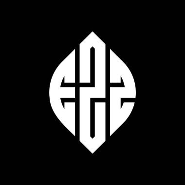 Çember ve elips şekilli EZZ daire harf logosu tasarımı. Tipografik biçimli EZZ elips harfleri. Üç baş harf daire şeklinde bir logo oluşturuyor. EZZ Çember Amblemi Soyut Monogram Harf İşaretleyici Vektörü.