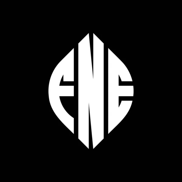 Форма Логотипа Круга Fne Кругом Эллипсом Буквы Эллипса Fne Типографским — стоковый вектор