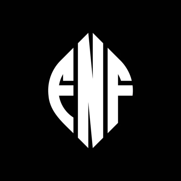 Fnf Cerchio Lettera Logo Design Con Cerchio Forma Ellittica Lettere — Vettoriale Stock